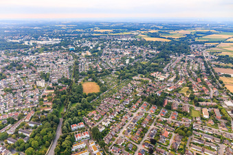 Vue aérienne de Vue de la ville depuis le nord-ouest à le quartier Brassert in Marl dans le département Rhénanie du Nord-Westphalie, Allemagne