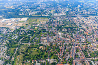 Vue aérienne de Parc Bulmker à le quartier Bulmke-Hüllen in Gelsenkirchen dans le département Rhénanie du Nord-Westphalie, Allemagne