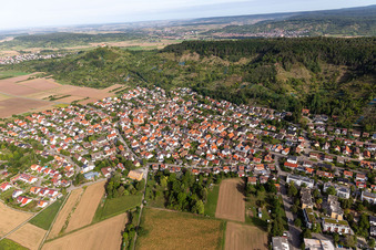 Vue aérienne de Du sud-est à le quartier Hirschau in Tübingen dans le département Bade-Wurtemberg, Allemagne