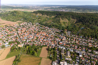 Vue aérienne de Du sud-est à le quartier Hirschau in Tübingen dans le département Bade-Wurtemberg, Allemagne
