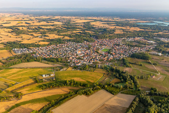 Vue aérienne de Les rives du Rhin à Mothern dans le département Bas Rhin, France