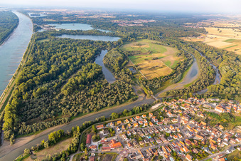 Vue aérienne de Réserve naturelle du delta de la Sauer à Munchhausen dans le département Bas Rhin, France