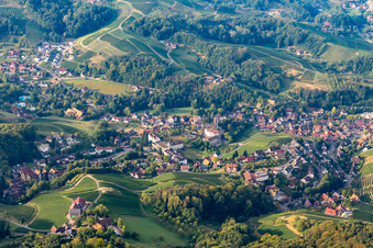 Vue aérienne de Champs agricoles et terres agricoles à le quartier Büchelbach in Sasbachwalden dans le département Bade-Wurtemberg, Allemagne