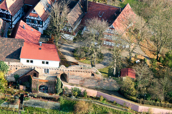 Vue oblique de Hinterstädl, muraille de la Ludwigstraße à Jockgrim dans le département Rhénanie-Palatinat, Allemagne