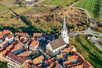 Vue aérienne de Saint Denys à Jockgrim dans le département Rhénanie-Palatinat, Allemagne