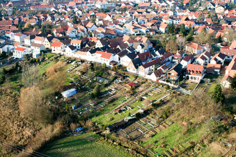 Vue aérienne de Rue de la gare à Jockgrim dans le département Rhénanie-Palatinat, Allemagne