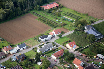 Au jardin du presbytère à le quartier Heuchelheim in Heuchelheim-Klingen dans le département Rhénanie-Palatinat, Allemagne d'en haut