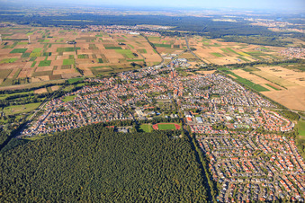 Vue aérienne de Vue d'ensemble de la ville depuis le sud-ouest à Rülzheim dans le département Rhénanie-Palatinat, Allemagne