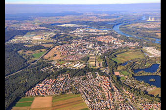 Photographie aérienne de Vue d'ensemble de la ville depuis le sud à Germersheim dans le département Rhénanie-Palatinat, Allemagne