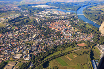 Photographie aérienne de Vue d'ensemble du centre-ville depuis le sud à Germersheim dans le département Rhénanie-Palatinat, Allemagne
