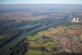 Vue aérienne de Quartier Rheinsheim in Philippsburg dans le département Bade-Wurtemberg, Allemagne
