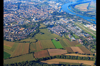 Vue aérienne de Vue d'ensemble de la ville depuis le sud à Speyer dans le département Rhénanie-Palatinat, Allemagne