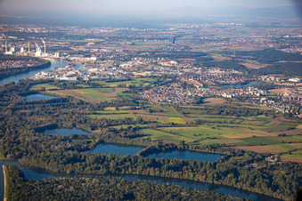 Vue aérienne de Schwetzinger Wiesen-Edinger Ried à Schwetzingen dans le département Bade-Wurtemberg, Allemagne