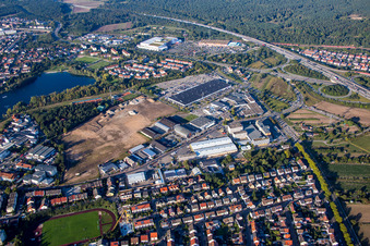 Photographie aérienne de Nouveau chantier dans la zone industrielle de Schütte-Lanz-Park à Brühl dans le département Bade-Wurtemberg, Allemagne