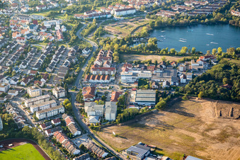 Vue aérienne de Anneau de dirigeable à le quartier Rohrhof in Brühl dans le département Bade-Wurtemberg, Allemagne