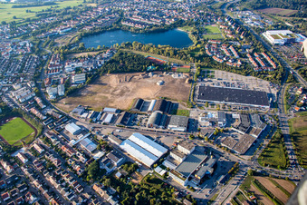 Zone commerciale Schütte-Lanz-Park à Brühl dans le département Bade-Wurtemberg, Allemagne depuis l'avion