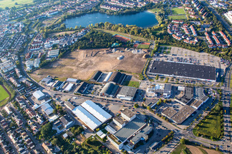 Zone commerciale Schütte-Lanz-Park à Brühl dans le département Bade-Wurtemberg, Allemagne d'un drone