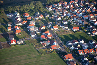 Vue aérienne de Bague fleur à le quartier Hardtwald in Neupotz dans le département Rhénanie-Palatinat, Allemagne