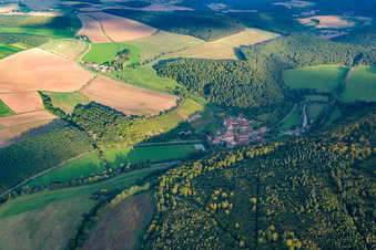 Vue aérienne de Monastère Bronnbach à le quartier Bronnbach in Wertheim dans le département Bade-Wurtemberg, Allemagne
