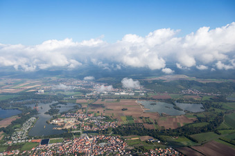 Vue aérienne de Les rives du Main à Sand am Main dans le département Bavière, Allemagne