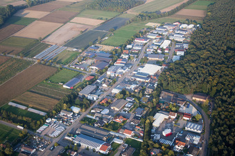 Vue aérienne de Zone industrielle et implantation d'entreprises Am Gäxwald (Palatinat) à Herxheim bei Landau dans le département Rhénanie-Palatinat, Allemagne