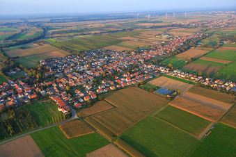 Vue d'oiseau de Vue d'ensemble du village depuis l'ouest à Freckenfeld dans le département Rhénanie-Palatinat, Allemagne