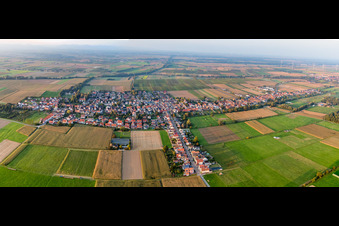 Vue aérienne de Vue d'ensemble du village depuis le sud à Freckenfeld dans le département Rhénanie-Palatinat, Allemagne