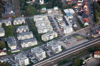 Bischwiller dans le département Bas Rhin, France vu d'un drone