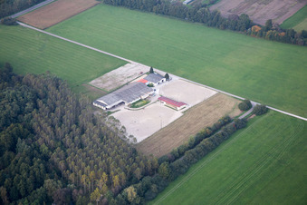 Vue d'oiseau de Bischwiller dans le département Bas Rhin, France