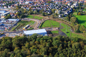 Vue aérienne de Nouvelle ouverture du nouveau bâtiment EDEKA dans la Lauterburger Straße à Kandel dans le département Rhénanie-Palatinat, Allemagne