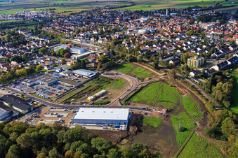 Photographie aérienne de Nouvelle ouverture du nouveau bâtiment EDEKA dans la Lauterburger Straße à Kandel dans le département Rhénanie-Palatinat, Allemagne
