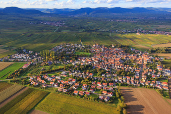 Photographie aérienne de Vue de la ville entre les vignobles automnaux depuis le sud-est à le quartier Mörzheim in Landau in der Pfalz dans le département Rhénanie-Palatinat, Allemagne
