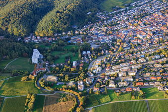 Vue aérienne de Rue des vins, rue Weißenburger et Kurpark Bad Bergzabern à Bad Bergzabern dans le département Rhénanie-Palatinat, Allemagne