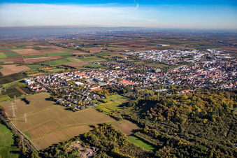 Vue aérienne de Du nord-ouest à Grünstadt dans le département Rhénanie-Palatinat, Allemagne