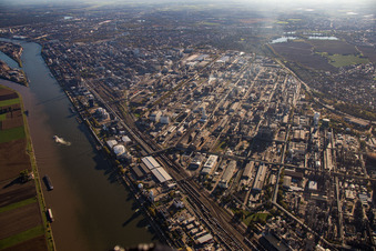 Vue oblique de Quartier BASF in Ludwigshafen am Rhein dans le département Rhénanie-Palatinat, Allemagne