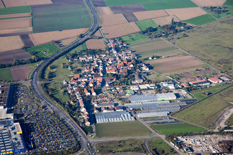 Vue aérienne de Scharhof à le quartier Sandhofen in Mannheim dans le département Bade-Wurtemberg, Allemagne