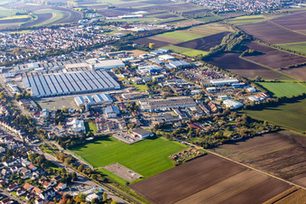 Vue aérienne de Meubles GmbH à Bürstadt dans le département Hesse, Allemagne