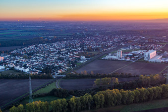 Vue aérienne de Biblis dans le département Hesse, Allemagne