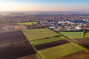 Vue aérienne de Du nord à Bürstadt dans le département Hesse, Allemagne