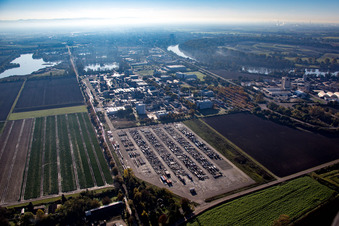 Vue aérienne de BASF Lampertheim à Lampertheim dans le département Hesse, Allemagne