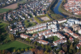 Vue aérienne de Friedrichring, parc des expositions à Rastatt dans le département Bade-Wurtemberg, Allemagne