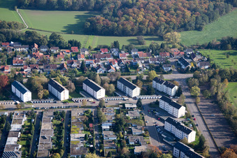 Vue aérienne de Rue du Neckar à Rastatt dans le département Bade-Wurtemberg, Allemagne