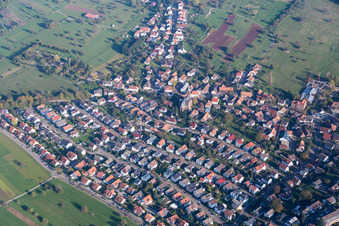 Vue oblique de Quartier Schöllbronn in Ettlingen dans le département Bade-Wurtemberg, Allemagne