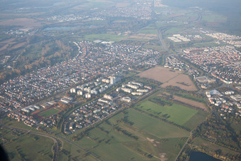 Vue oblique de Quartier Neureut in Karlsruhe dans le département Bade-Wurtemberg, Allemagne