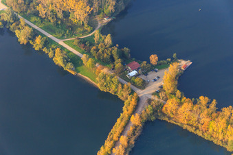 Vue aérienne de Restaurant d'excursion Anglerheim Neupotz à Althrein près de Neupotz à Neupotz dans le département Rhénanie-Palatinat, Allemagne