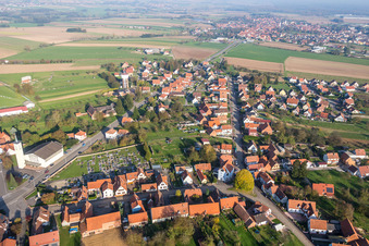 Photographie aérienne de Église protestante de Rittershoffen à Rittershoffen dans le département Bas Rhin, France