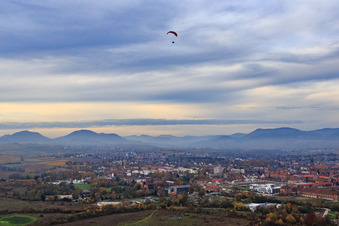 Vue aérienne de Parapentes au-dessus de la ville à Landau in der Pfalz dans le département Rhénanie-Palatinat, Allemagne