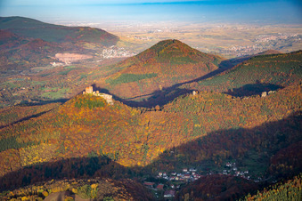 Vue aérienne de Château de Trifels à le quartier Bindersbach in Annweiler am Trifels dans le département Rhénanie-Palatinat, Allemagne