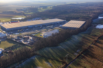 Vue aérienne de Zone industrielle de Horst, Alfa Aesar GmbH à le quartier Minderslachen in Kandel dans le département Rhénanie-Palatinat, Allemagne
