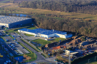 Vue oblique de Zone industrielle de Horst, Alfa Aesar GmbH à le quartier Minderslachen in Kandel dans le département Rhénanie-Palatinat, Allemagne